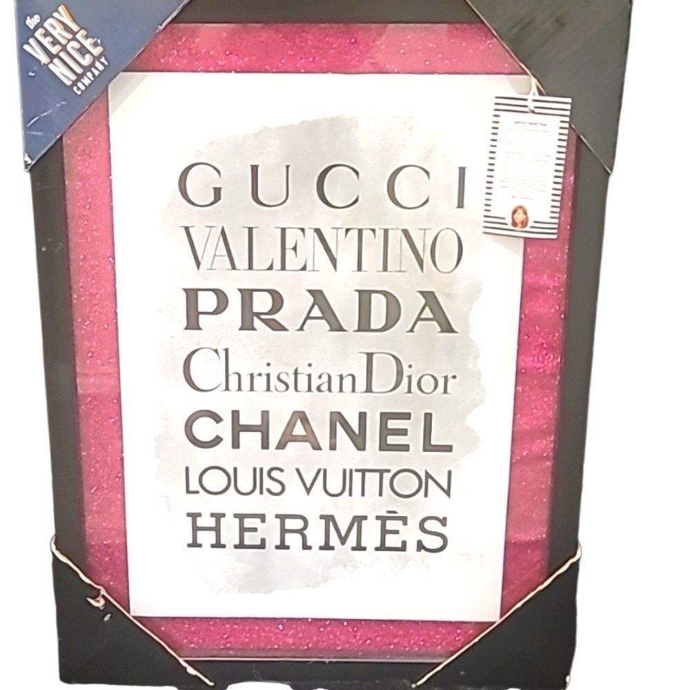 The Very Nice Company 'Runway Avenue Designer Brands' Pink Glitter Framed Art